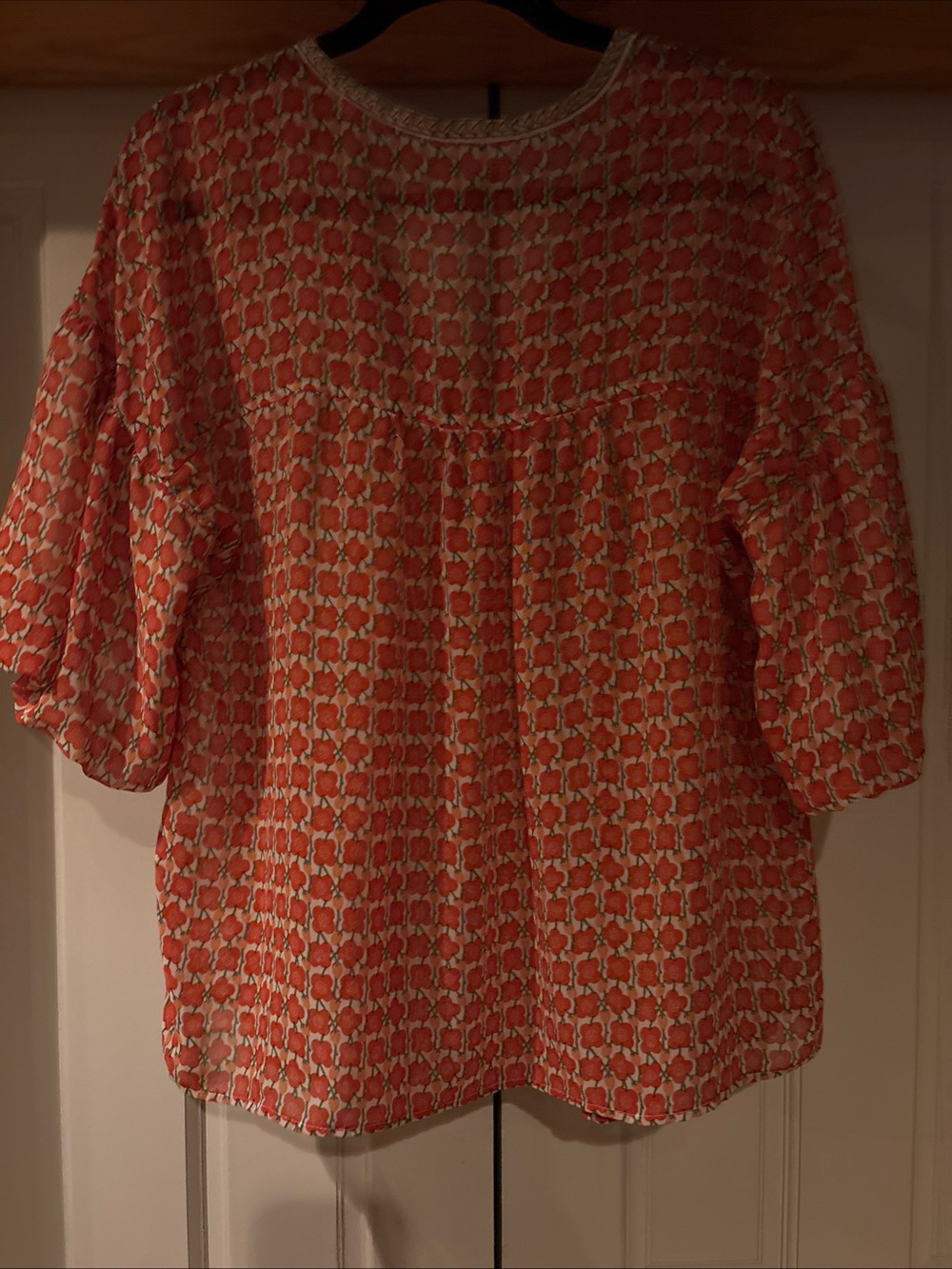 Max Studio Coral Printed Boho V-Neck Tunic - Picture 5 of 7
